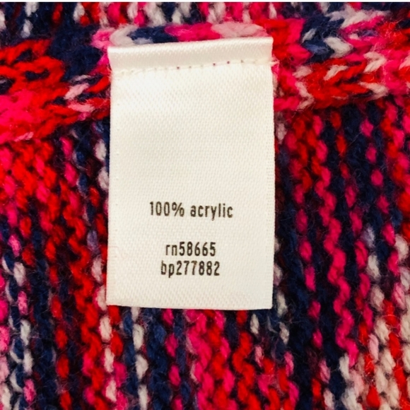 BP Long Open Cardigan Red Pink Blue Cream Size S - Picture 5 of 6